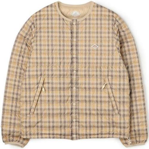 プリントプレイドインナーダウンクルーネックジャケット WOMEN'S PRINTED PLAID INNER DOWN CREWNECK JACKET レディース ベージュチェック #DT-A0001 NNP