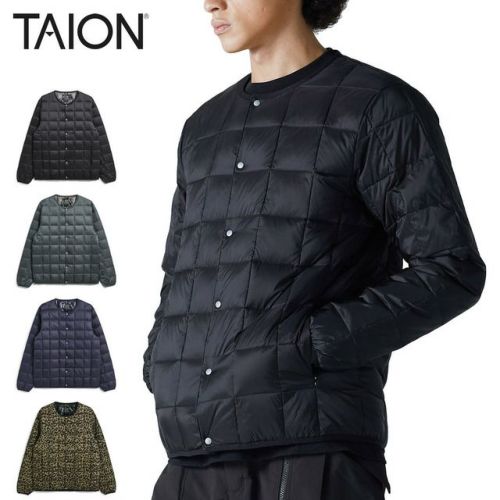 ベーシック オーバーサイズ クルーネックボタン ダウンジャケット OVER SIZE CREW NECK BUTTON DOWN JKT メンズ TAION-104OS